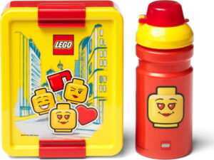 Set žluto-červeného svačinového boxu a lahve na pití LEGO® Iconic