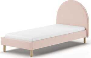 Růžová čalouněná jednolůžková postel s roštem 90x200 cm MOON – Vipack