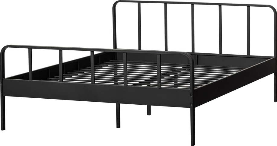 Černá kovová dvoulůžková postel s roštem 160x200 cm Mees – WOOOD