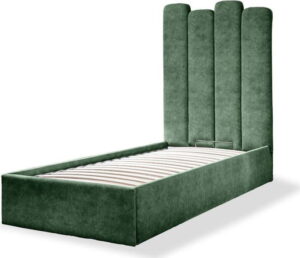 Zelená čalouněná jednolůžková postel s úložným prostorem s roštem 90x200 cm Dreamy Aurora – Miuform