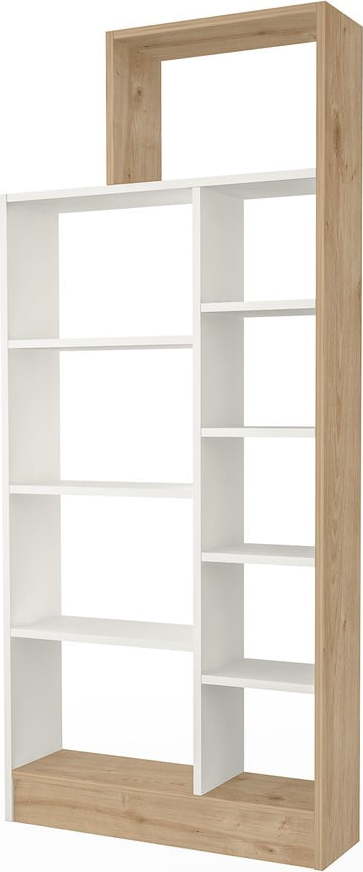 Bílá přírodní knihovna v dekoru borovice 75x171 cm Zerre – Gauge Concept